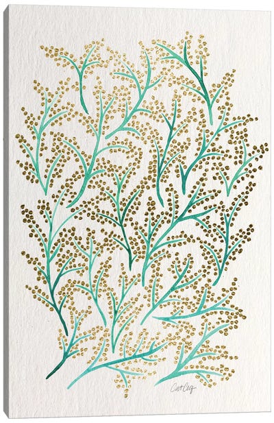 Green Gold Branches Canvas Art Print - Cat Coquillette