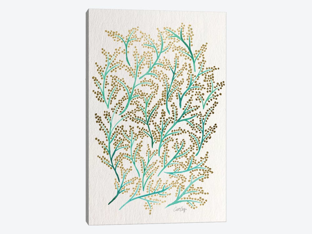 Green Gold Branches by Cat Coquillette 1-piece Canvas Art Print