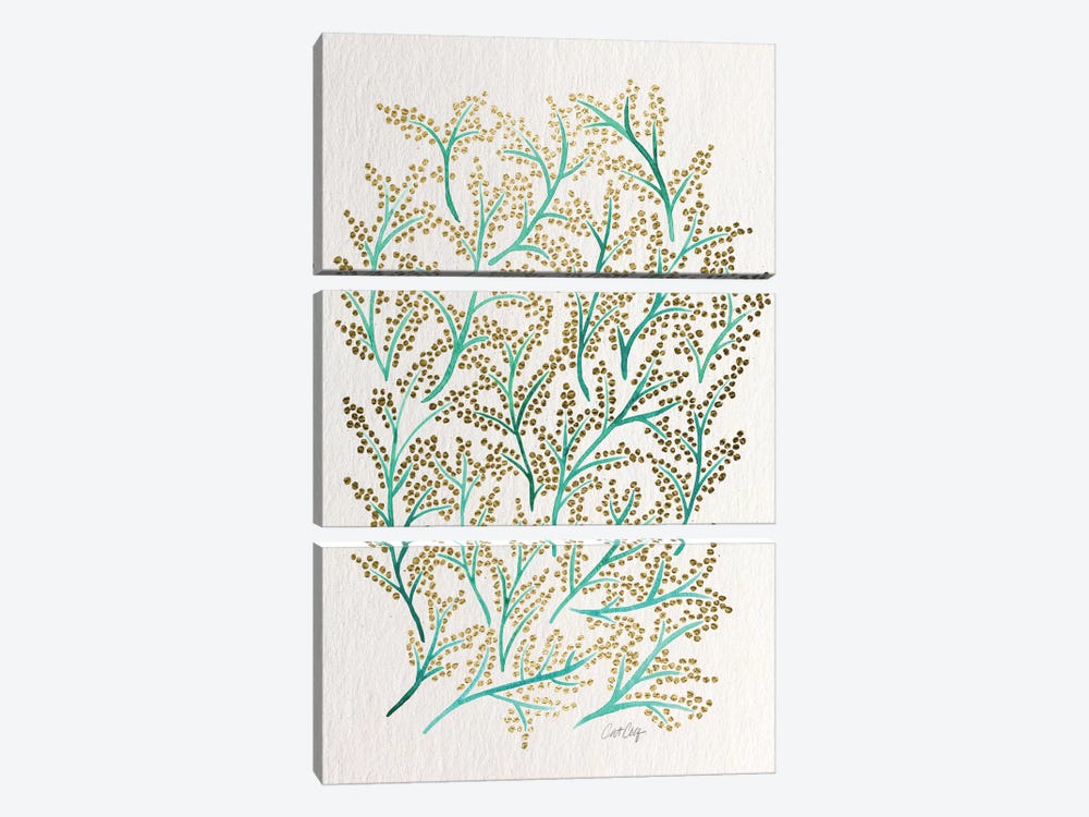 Green Gold Branches by Cat Coquillette 3-piece Art Print