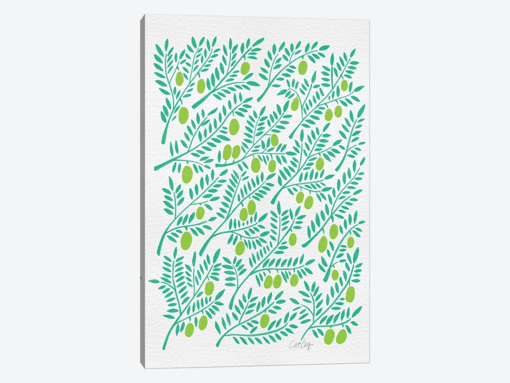 Green Olive Branches by Cat Coquillette 1-piece Canvas Wall Art