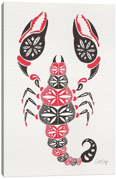 Grey Pink Scorpion Canvas Art Print - Scorpion Art