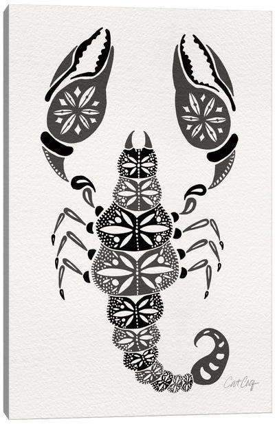 Grey Scorpion Canvas Art Print - Gray & White Art