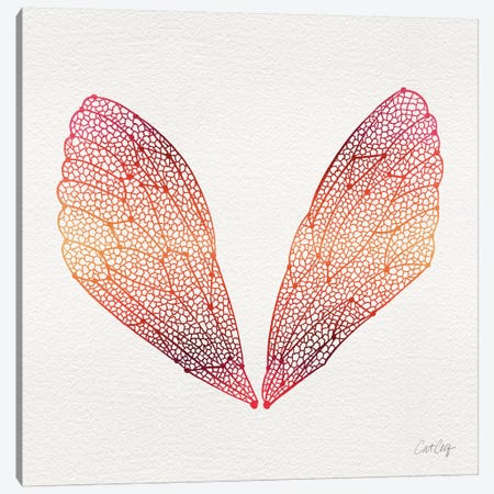 Cicada Wings Pink Orange Canvas Print #CCE134} by Cat Coquillette Canvas Art