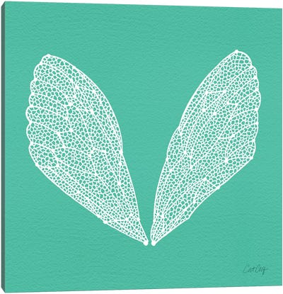 Cicada Wings Turquoise White Canvas Art Print - Decorative Elements