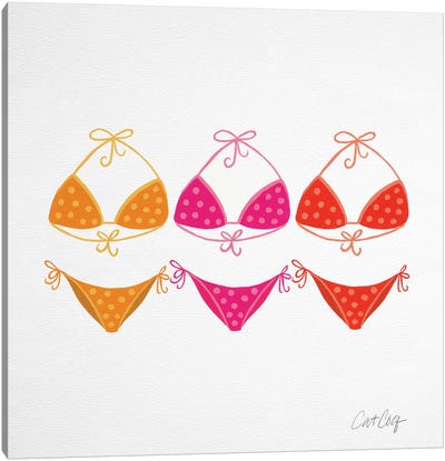 Bikini Pinks Canvas Art Print - Women's Swimsuit & Bikini Art