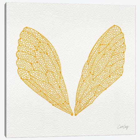 Cicada Wings Yellow Canvas Print #CCE140} by Cat Coquillette Canvas Artwork