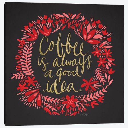 Coffee Charcoal Canvas Print #CCE142} by Cat Coquillette Canvas Art