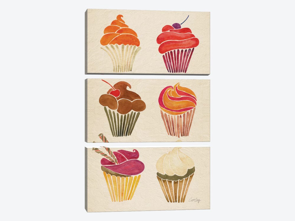 Cupcakes by Cat Coquillette 3-piece Canvas Art Print
