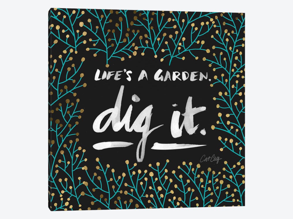 Dig It Black Turquoise by Cat Coquillette 1-piece Canvas Wall Art