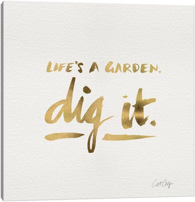 Dig It Gold Canvas Art Print - Gardening Art