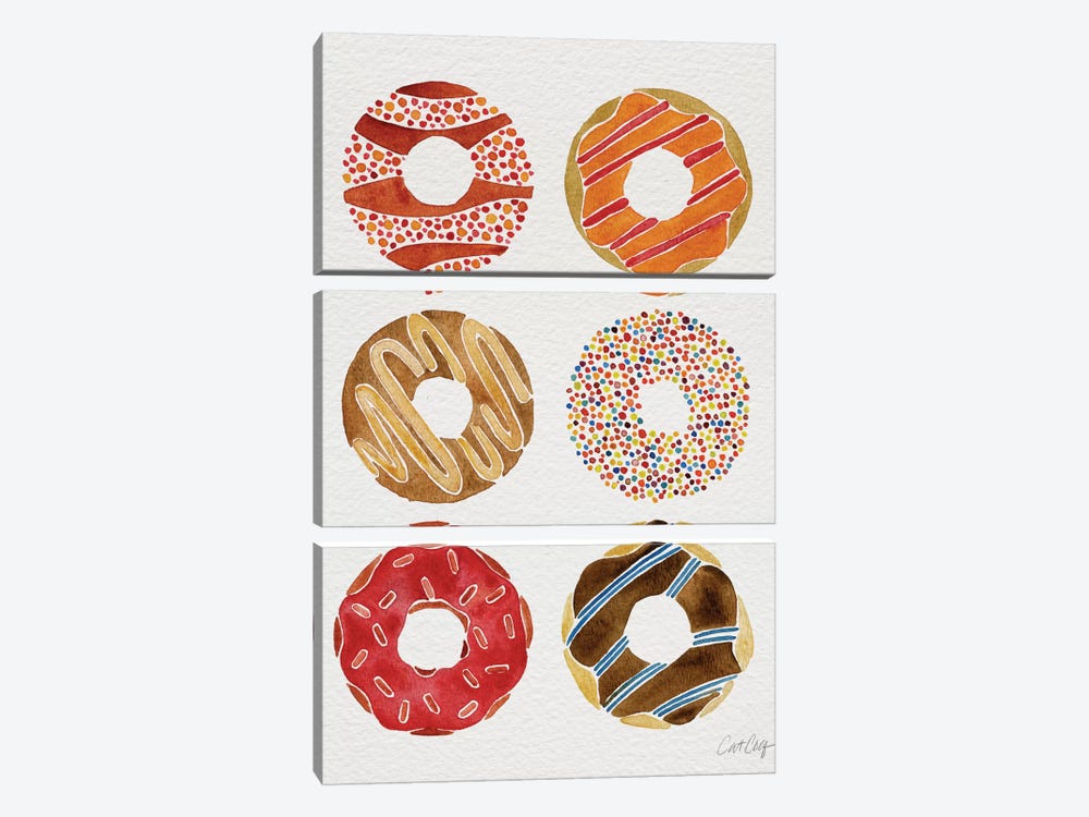 Donuts II by Cat Coquillette 3-piece Canvas Art Print