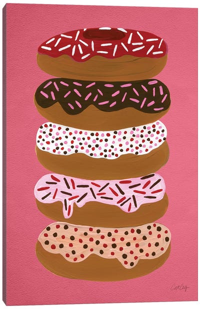 Donuts Stacked Cherry Canvas Art Print - Coffee Shop & Cafe