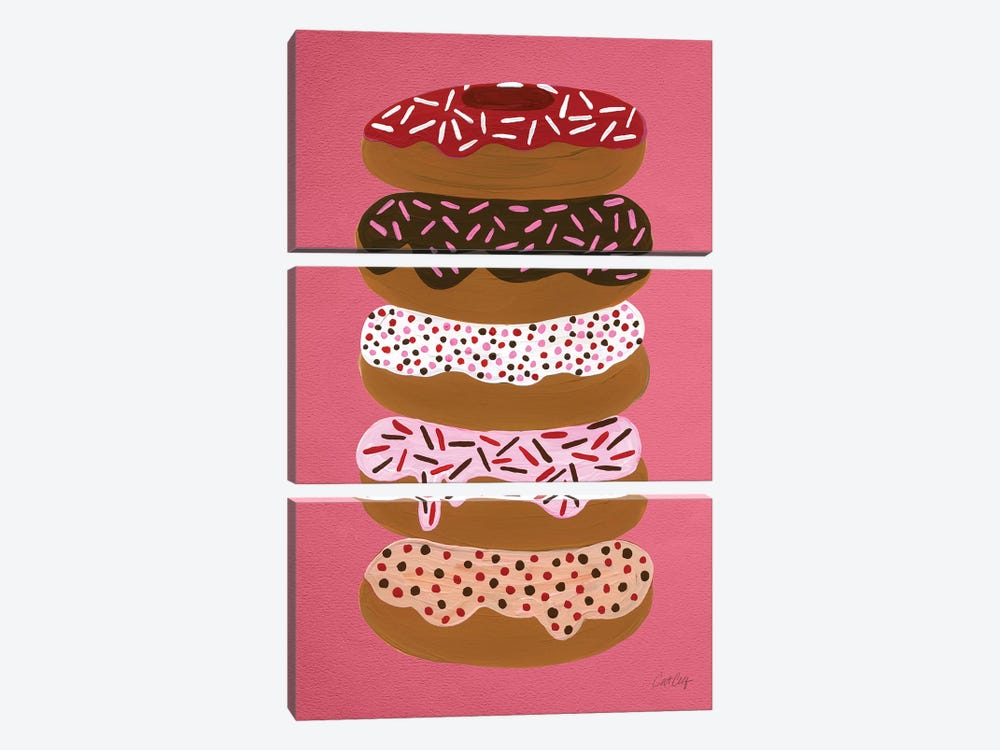 Donuts Stacked Cherry by Cat Coquillette 3-piece Canvas Wall Art