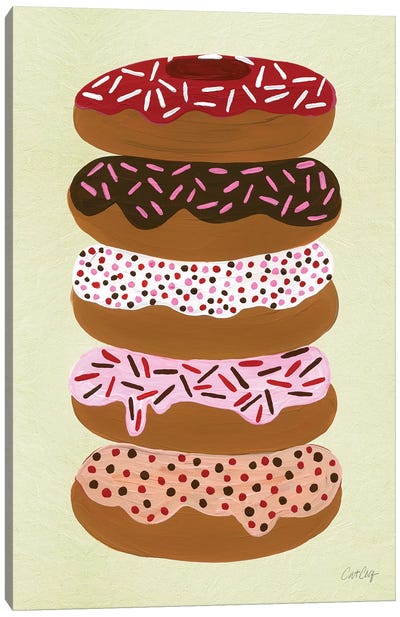 Donuts Stacked Cream Canvas Art Print - Coffee Shop & Cafe