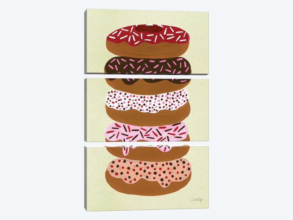 Donuts Stacked Cream by Cat Coquillette 3-piece Canvas Print