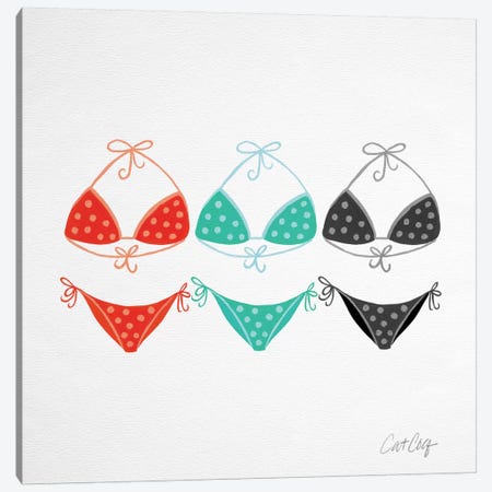 Bikini Red Green Canvas Print #CCE15} by Cat Coquillette Canvas Art