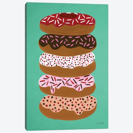 Donuts Stacked Mint Canvas Print #CCE160} by Cat Coquillette Canvas Artwork