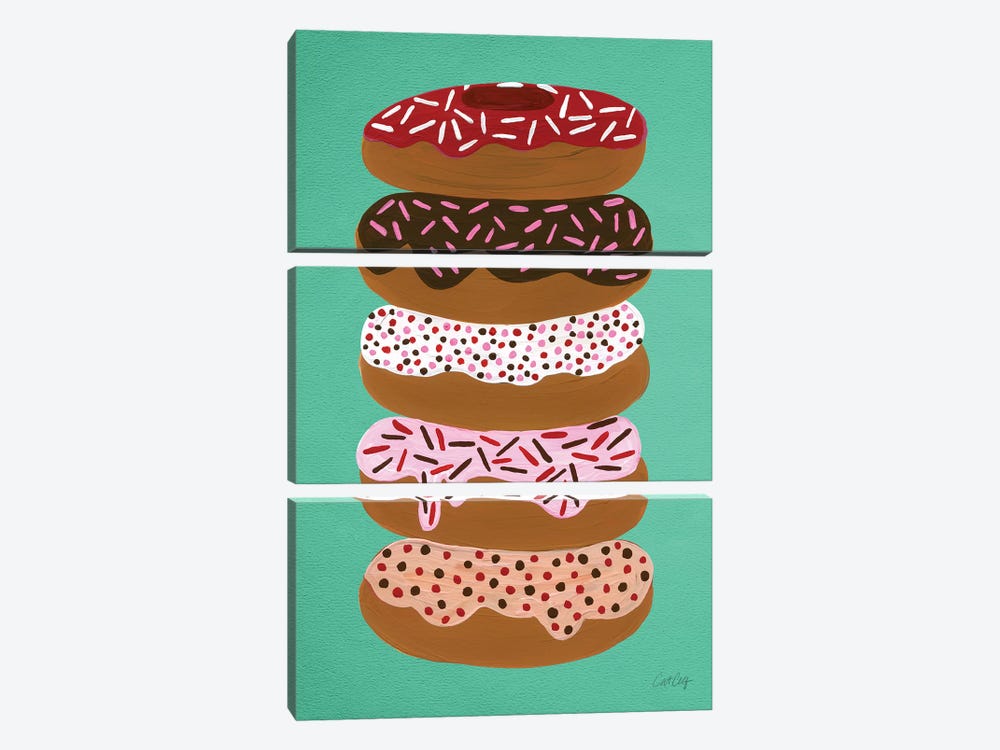 Donuts Stacked Mint by Cat Coquillette 3-piece Canvas Art Print
