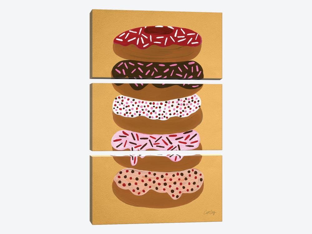 Donuts Stacked Yellow by Cat Coquillette 3-piece Canvas Wall Art