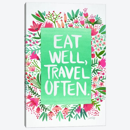 Eat Travel White Canvas Print #CCE163} by Cat Coquillette Canvas Wall Art