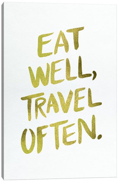 Eat Well Type Gold Canvas Art Print - Motivational Typography