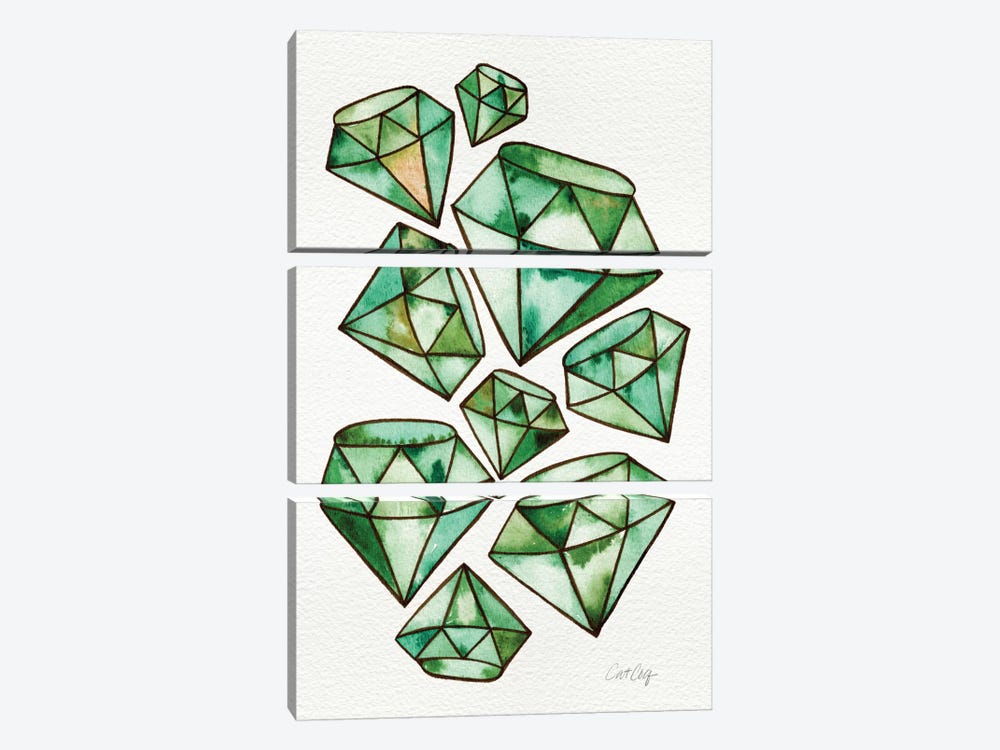 Emeralds Tattoos by Cat Coquillette 3-piece Canvas Art Print