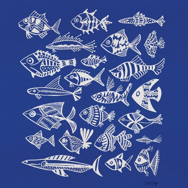 Cat Coquillette: Fish Inkings Blue by Cat Coquillette