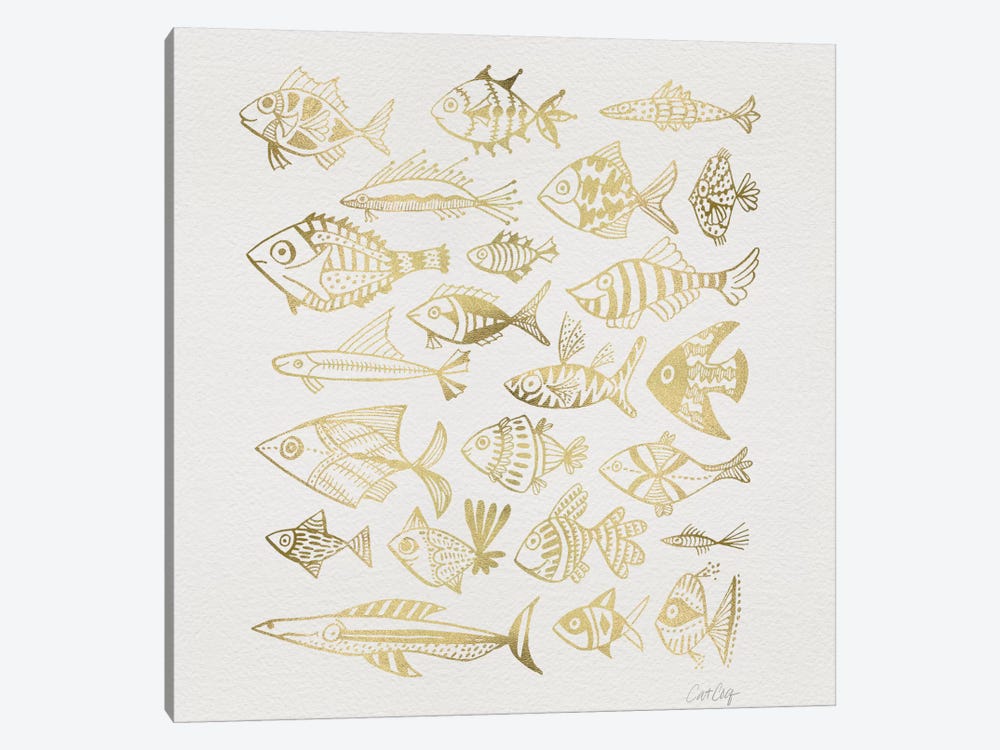 Fish Inkings Gold by Cat Coquillette 1-piece Canvas Art Print