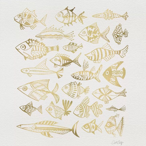 Animal Patterns: Fish Inkings Gold by Cat Coquillette