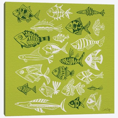 Fish Inkings Lime Canvas Print #CCE179} by Cat Coquillette Canvas Art Print