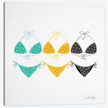 Bikini Yellow Green Canvas Print #CCE17} by Cat Coquillette Canvas Wall Art