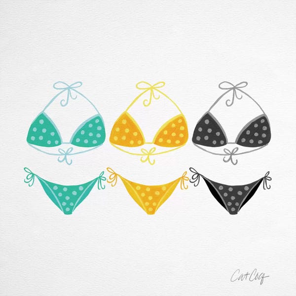 Women's Swimsuits: Bikini Yellow Green by Cat Coquillette