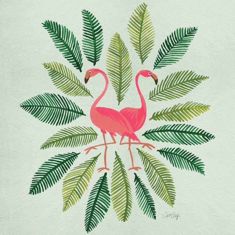 Flamingos Green by Cat Coquillette wall art