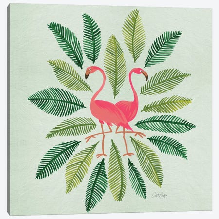 Flamingos Green Canvas Print #CCE186} by Cat Coquillette Canvas Art Print
