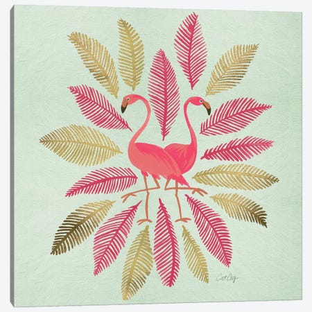 Flamingos Pink Gold Canvas Print #CCE187} by Cat Coquillette Canvas Print