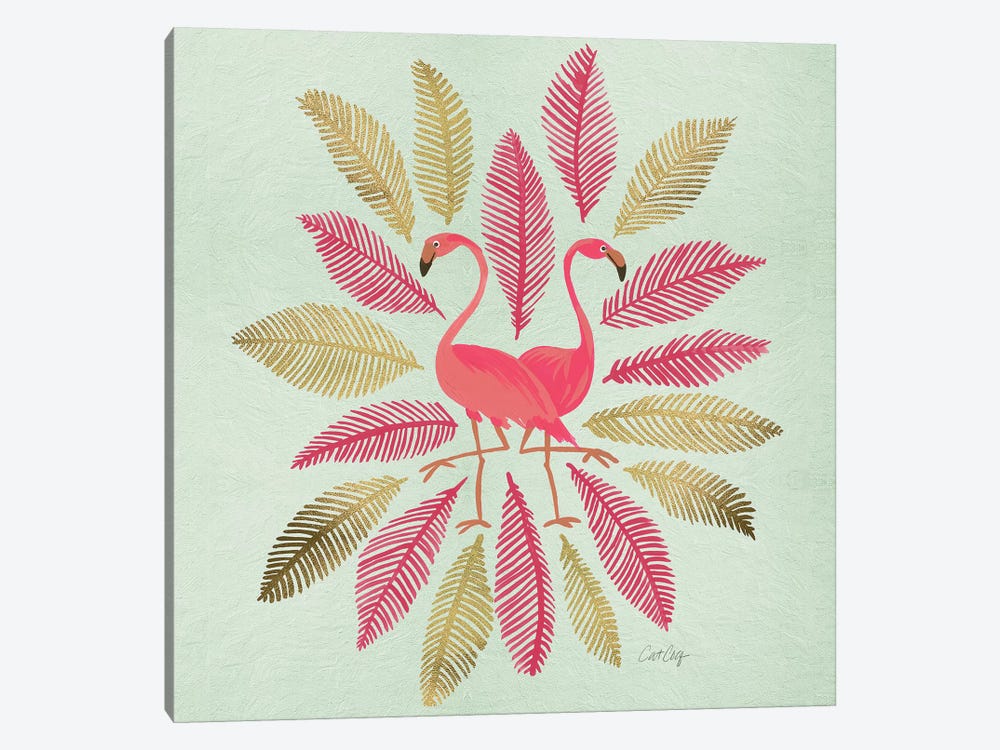 Flamingos Pink Gold by Cat Coquillette 1-piece Canvas Artwork