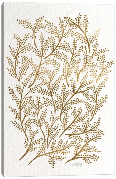 Gold Branches Canvas Art Print - White & Gold