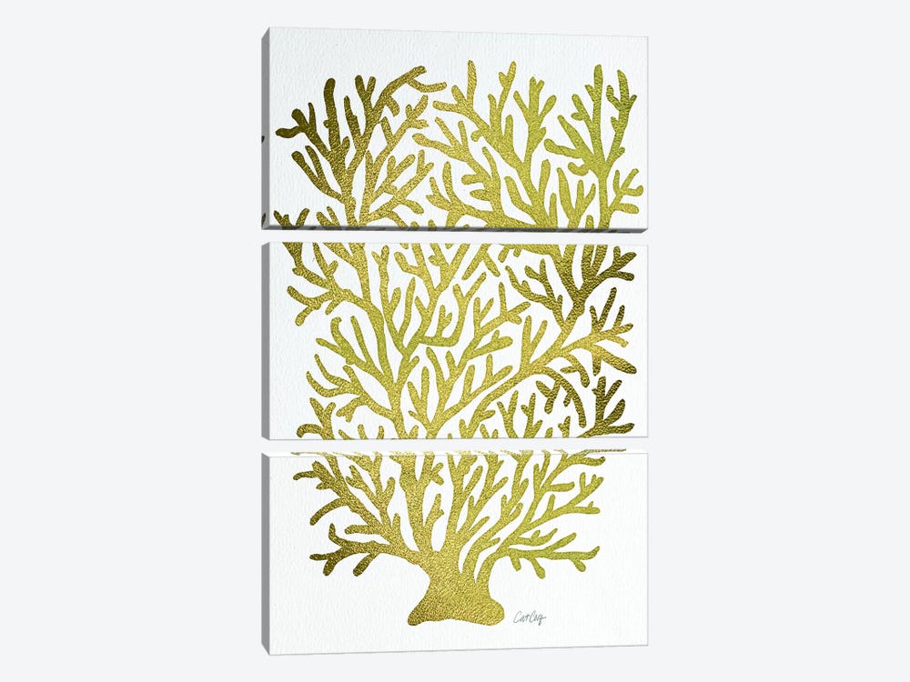Gold Coral 3-piece Canvas Art Print