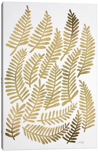 Gold Fronds Canvas Art Print - Leaf Art