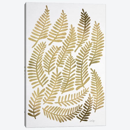 Gold Fronds Canvas Print #CCE197} by Cat Coquillette Canvas Wall Art