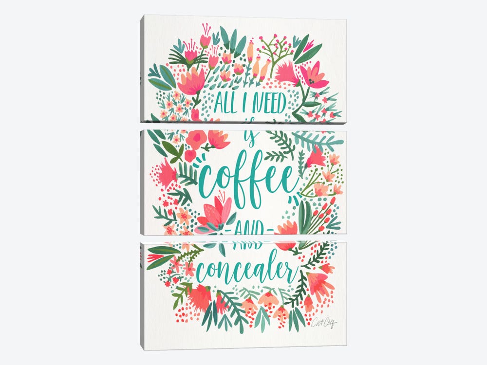 Coffee & Concealer I by Cat Coquillette 3-piece Canvas Print