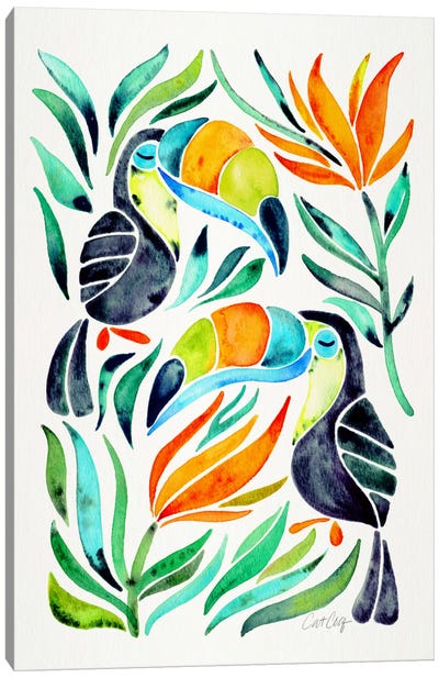Colorful Toucans I Canvas Art Print - Tropical Décor