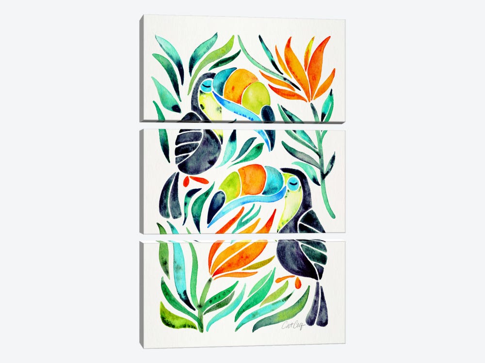 Colorful Toucans I by Cat Coquillette 3-piece Canvas Art Print