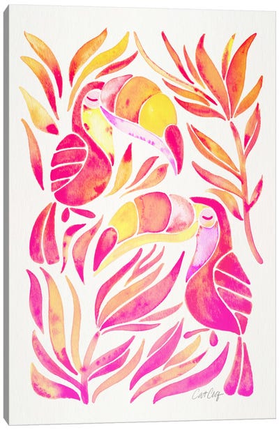 Colorful Toucans II Canvas Art Print - Tropical Décor