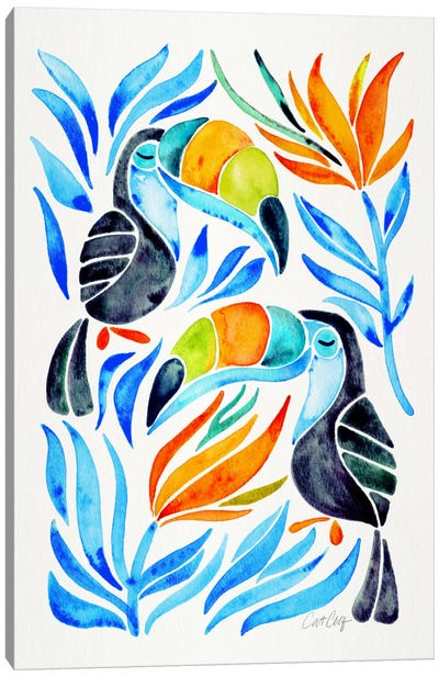 Colorful Toucans III Canvas Art Print - Tropical Décor