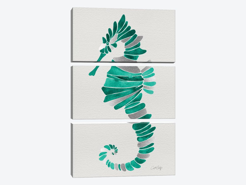 Lone Seahorse by Cat Coquillette 3-piece Canvas Art