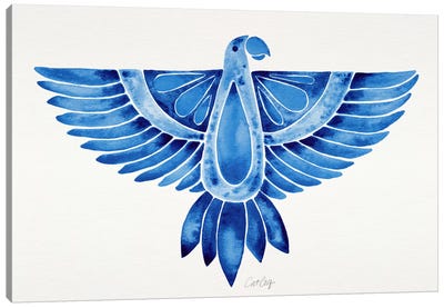 Parrot I Canvas Art Print - Indigo & White 