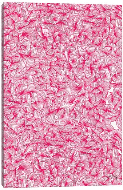 Abstract Pattern Pink Canvas Art Print - Cream Art