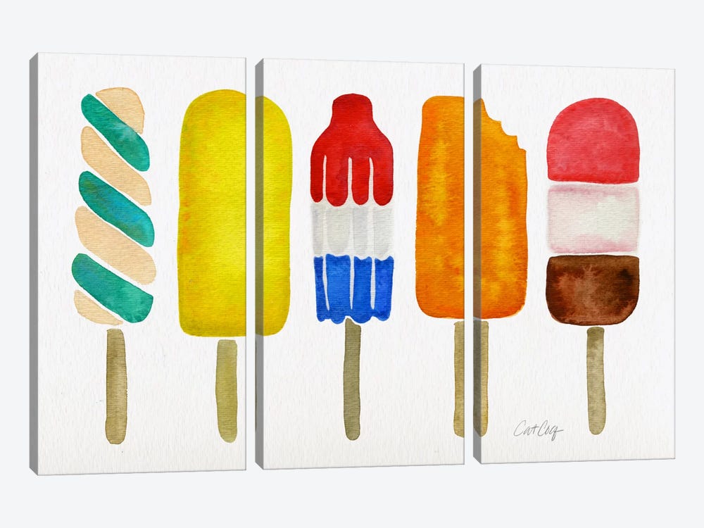 Popsicles by Cat Coquillette 3-piece Canvas Print