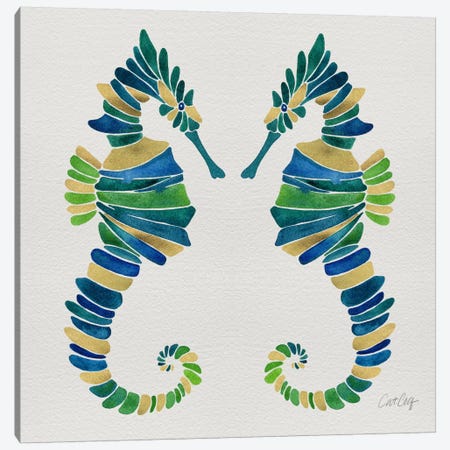 Seahorse Duo I Canvas Print #CCE251} by Cat Coquillette Canvas Art